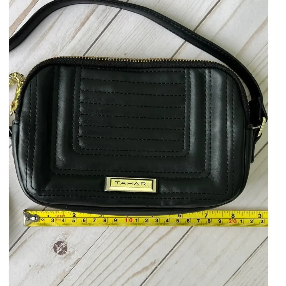 Tahari Black Women's Crossbody Purse Vegan Leather - Picture 2 of 10